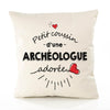 Housse de Coussin Premium Archeologue d'amour 2 - Coton Canvas Fairtrade Beige Idée Cadeau Décoration Canapé 40x40