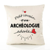 Housse de Coussin Premium Archeologue d'amour 2 - Coton Canvas Fairtrade Beige Idée Cadeau Décoration Canapé 40x40