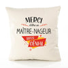 Housse de Coussin Premium Merci Maître-Nageur Génial - Coton Canvas Fairtrade Beige Idée Cadeau Décoration Canapé