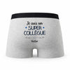 Caleçon Victor Un Super Collègue - Humour Boxer Gris Idée Cadeau