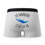 Caleçon Natation - Humour Boxer Gris Passion Idée Cadeau