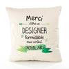 Housse de Coussin Premium Merci Designer Inoubliable - Coton Canvas Fairtrade Beige Idée Cadeau Décoration Canapé