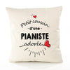 Housse de Coussin Premium Pianiste d'amour - Coton Canvas Fairtrade Beige Idée Cadeau Décoration Canapé 40x40