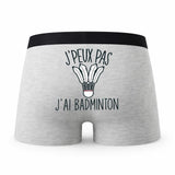 Caleçon Badminton - Humour Boxer Gris Idée Cadeau Passion