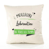 Housse de Coussin Premium Laborantine Meilleure Temps Femme - Coton Canvas Fairtrade Beige Idée Cadeau Décoration Canapé 40x40