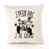 Housse de Coussin Premium Quad 2 Version Blanc - Coton Canvas Fairtrade Beige Idée Cadeau Décoration Canapé