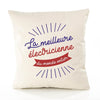 Housse de Coussin Premium électricienne Meilleure Monde - Coton Canvas Fairtrade Beige Idée Cadeau Décoration Canapé