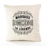 Housse de Coussin Premium Margaux Déesse légende Noire - Coton Canvas Fairtrade Beige Idée Cadeau Décoration Canapé