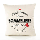 Housse de Coussin Premium Sommeliere d'amour - Coton Canvas Fairtrade Beige Idée Cadeau Décoration Canapé 40x40