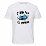 Maillot de Sport Homme Natation J'peux Pas - T-Shirt Respirant Polyester Manches Courtes - Cadeau Sportif Anniversaire Noël Fête des Pères