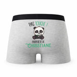 Caleçon Christiane Pas Touche Panda - Humour Boxer Gris Idée Cadeau