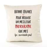 Housse de Coussin Premium Photographe ça n'existe Pas Homme - Coton Canvas Fairtrade Beige Idée Cadeau Décoration Canapé