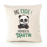 Housse de Coussin Premium Martin Pas Touche Panda - Coton Canvas Fairtrade Beige Idée Cadeau Décoration Canapé 40x40