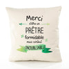 Housse de Coussin Premium Merci Prêtre Inoubliable - Coton Canvas Fairtrade Beige Idée Cadeau Décoration Canapé