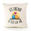 Housse de Coussin Premium Oiseaux - Coton Canvas Fairtrade Beige Idée Cadeau Décoration Canapé