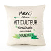 Housse de Coussin Premium Merci Viticulteur Inoubliable - Coton Canvas Fairtrade Beige Idée Cadeau Décoration Canapé