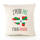 Housse de Coussin Premium Basque Version Blanc - Coton Canvas Fairtrade Beige Idée Cadeau Décoration Canapé