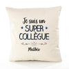 Housse de Coussin Premium Mathéo Un Super Collègue - Coton Canvas Fairtrade Beige Idée Cadeau Décoration Canapé