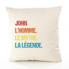 Housse de Coussin Premium John Mythe Légende Vintage - Coton Canvas Fairtrade Beige Idée Cadeau Décoration Canapé 40x40