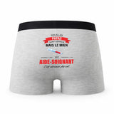 Caleçon Papa Aide Soignant - Humour Boxer Gris Idée Cadeau Fête des Pères