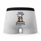 Caleçon Roberto Panda Grain - Humour Boxer Gris Idée Cadeau