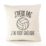 Housse de Coussin Premium Football gaelique Version Blanc - Coton Canvas Fairtrade Beige Idée Cadeau Décoration Canapé