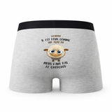 Caleçon Le Boss Agneau - Humour Boxer Gris Idée Cadeau