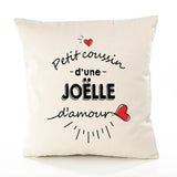 Housse de Coussin Premium Joelle d'amour - Coton Canvas Fairtrade Beige Idée Cadeau Décoration Canapé 40x40