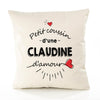 Housse de Coussin Premium Claudine d'amour - Coton Canvas Fairtrade Beige Idée Cadeau Décoration Canapé 40x40