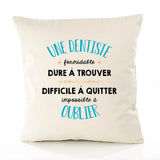 Housse de Coussin Premium Une Dentiste Formidable - Coton Canvas Fairtrade Beige Idée Cadeau Décoration Canapé