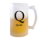 Verre à Bière Quentin Lettre Chic | Chope de Bière Pinte | Idée Cadeau Prénom Anniversaire Papa Collègue Départ Retraite Noël