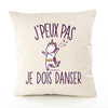 Housse de Coussin Premium Danse Danser Licorne Version Blanc - Coton Canvas Fairtrade Beige Idée Cadeau Décoration Canapé