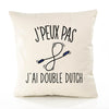 Housse de Coussin Premium Double Dutch Version Blanc - Coton Canvas Fairtrade Beige Idée Cadeau Décoration Canapé
