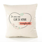 Housse de Coussin Premium Clerc de notaire irremplaçable - Coton Canvas Fairtrade Beige Idée Cadeau Décoration Canapé