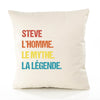 Housse de Coussin Premium Steve Mythe Légende Vintage - Coton Canvas Fairtrade Beige Idée Cadeau Décoration Canapé