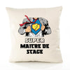 Housse de Coussin Premium Super Maitre DE Stage - Coton Canvas Fairtrade Beige Idée Cadeau Décoration Canapé