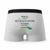 Caleçon Merci Prothesiste Dentaire Inoubliable - Humour Boxer Gris Idée Cadeau