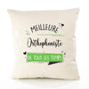 Housse de Coussin Premium Orthophoniste Meilleure Temps Femme - Coton Canvas Fairtrade Beige Idée Cadeau Décoration Canapé