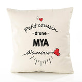 Housse de Coussin Premium Mya d'amour - Coton Canvas Fairtrade Beige Idée Cadeau Décoration Canapé 40x40