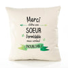 Housse de Coussin Premium Merci Soeur Inoubliable Femme - Coton Canvas Fairtrade Beige Idée Cadeau Décoration Canapé