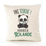 Housse de Coussin Premium Rolande Pas Touche Panda - Coton Canvas Fairtrade Beige Idée Cadeau Décoration Canapé 40x40