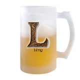 Verre à Bière Lény Lettre Viking | Chope de Bière Pinte | Idée Cadeau Prénom Motard Jeux de Rôle Vidéo Anniversaire Papa Collègue Départ Retraite Noël