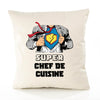 Housse de Coussin Premium Super Chef DE Cuisine - Coton Canvas Fairtrade Beige Idée Cadeau Décoration Canapé