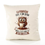 Housse de Coussin Premium La Pompière Chouette Grain - Coton Canvas Fairtrade Beige Idée Cadeau Décoration Canapé 40x40