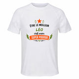 Maillot de Sport Homme Meilleur Leo Super Pouvoir Cadeau Anniversaire Noël Fête des Pères T-Shirt Respirant Polyester