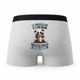 Caleçon Le Bricoleur Panda Grain - Humour Boxer Gris Idée Cadeau