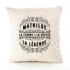 Housse de Coussin Premium MATHILDE2 Déesse légende Noire - Coton Canvas Fairtrade Beige Idée Cadeau Décoration Canapé