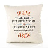 Housse de Coussin Premium Un Steeve Aussi génial - Coton Canvas Fairtrade Beige Idée Cadeau Décoration Canapé