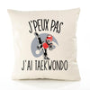 Housse de Coussin Premium Taekwondo Version Blanc - Coton Canvas Fairtrade Beige Idée Cadeau Décoration Canapé