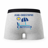 Caleçon Jean-Christophe en Vacances - Humour Boxer Gris Idée Cadeau